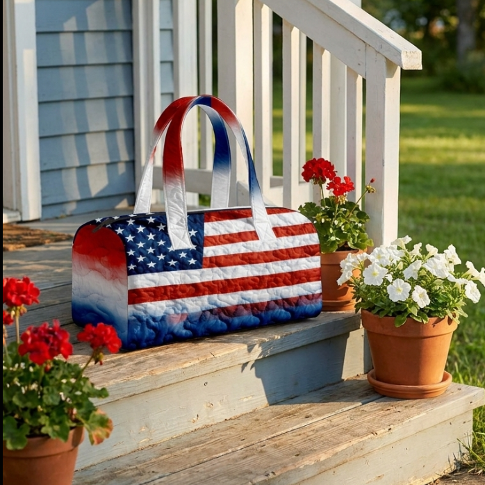 Handmade Quilted USA Tote Bag