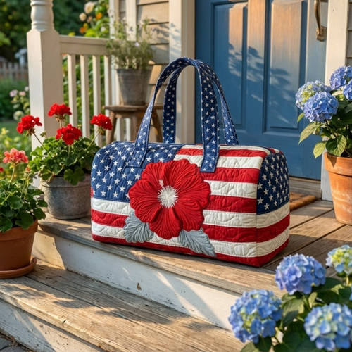 Handmade Quilted USA Tote Bag